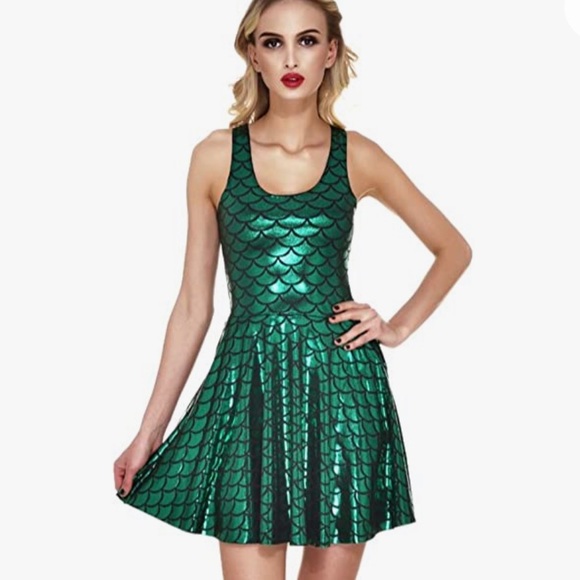 Green Scale Mermaid Dress - Picture 1 of 7